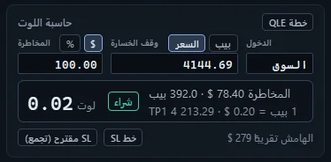 حاسبة اللوت في QLE Pro