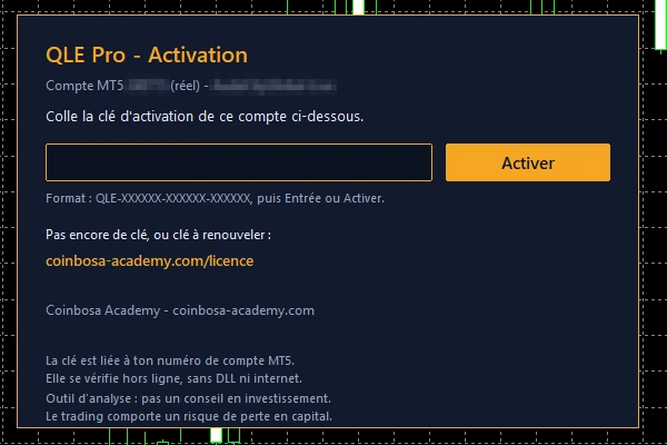 L'écran d'activation de QLE Pro