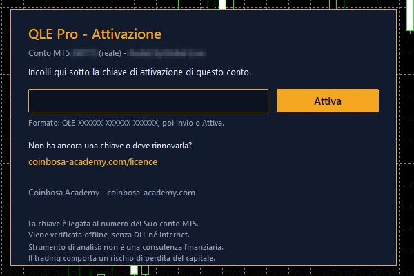 La schermata di attivazione di QLE Pro