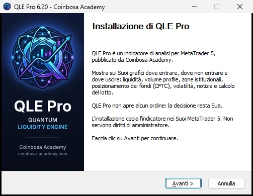 Prima pagina dell'installer di QLE Pro