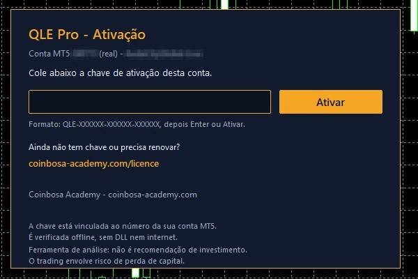 A tela de ativação do QLE Pro
